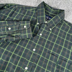 Polo Ralph Lauren Men's Long Sleeve Shirt Size Lg Green Multicolor Plaid Madras